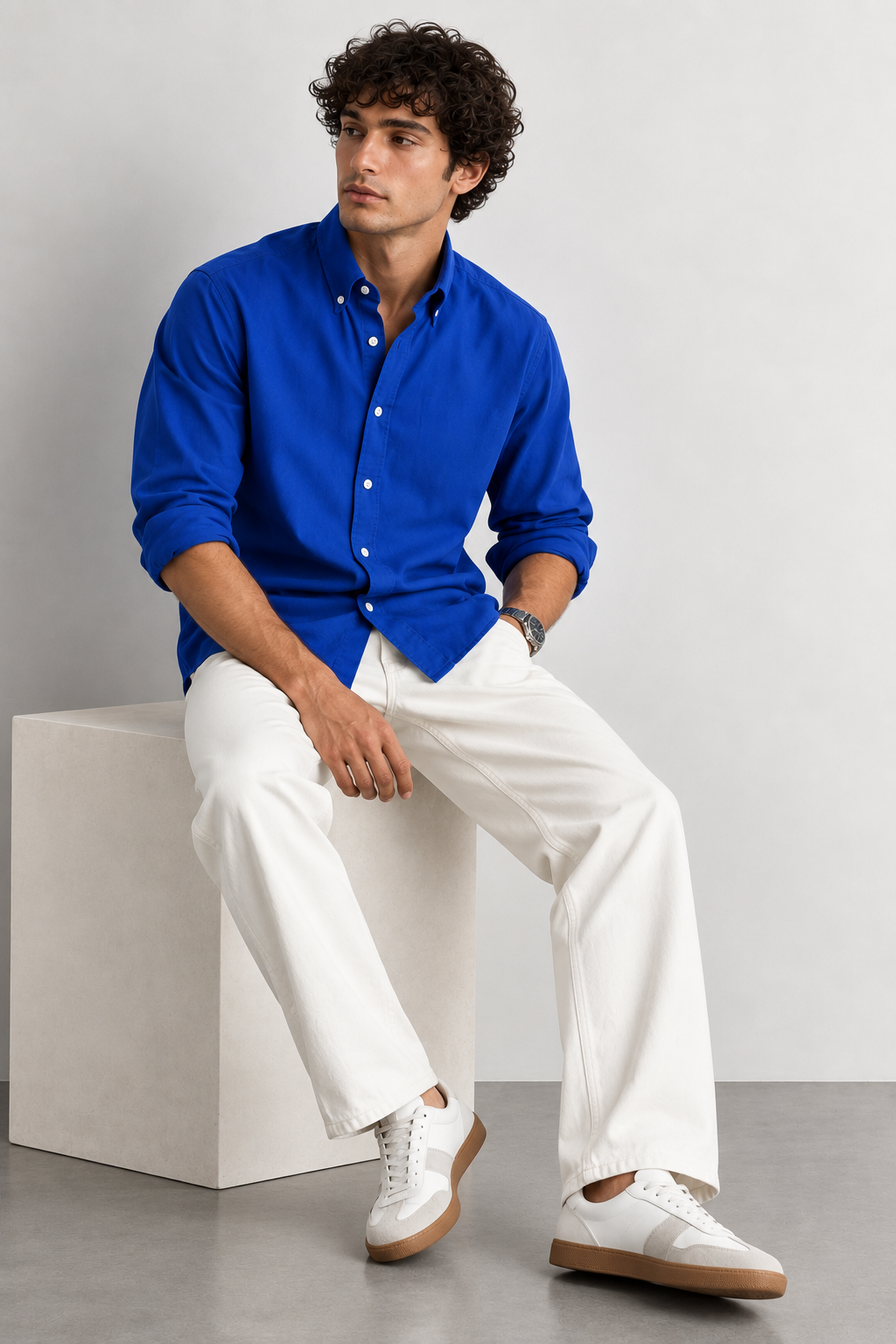 SYLOR Electric Blue Linen Essential Shirt