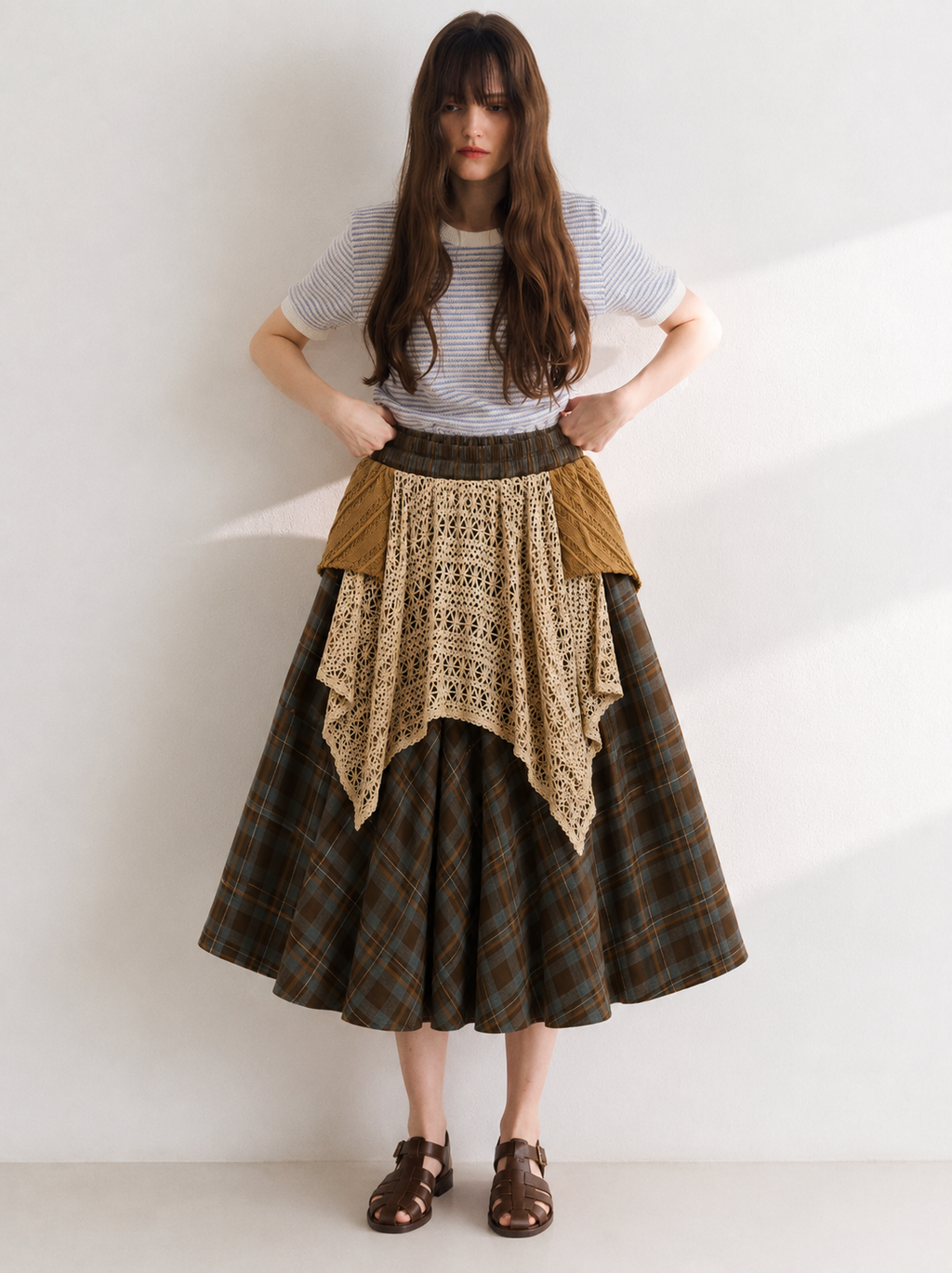Sylor Heritage Crochet Layered Midi Skirt