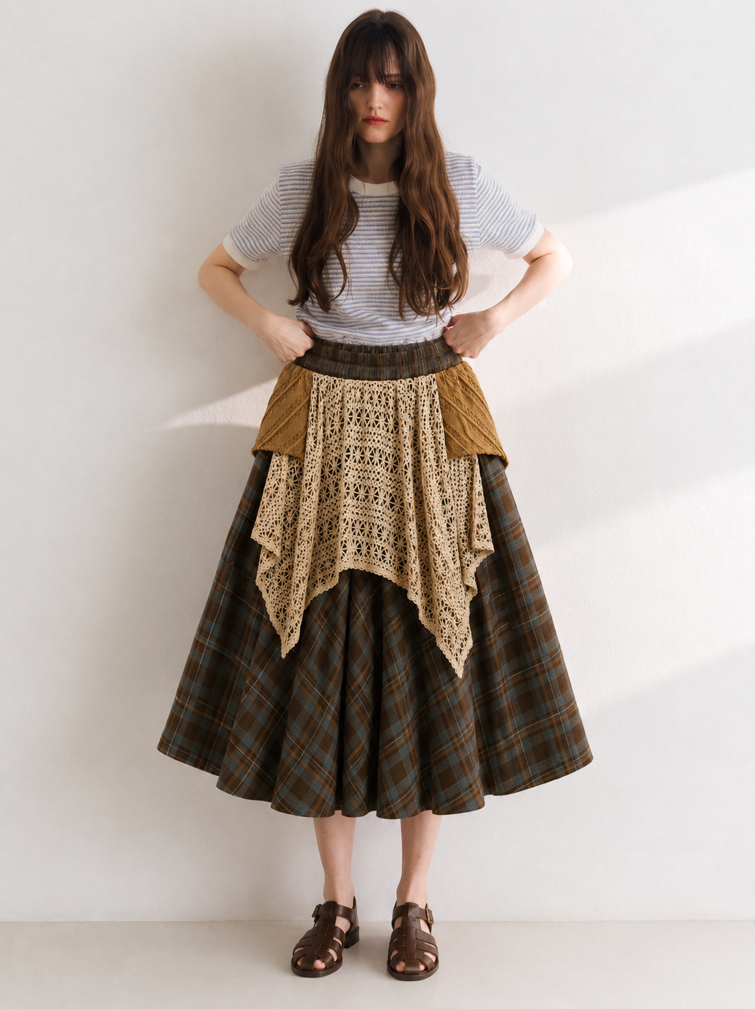 Sylor Heritage Crochet Layered Midi Skirt