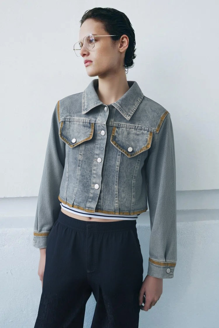 WOMEN DENIM CROP JACKET