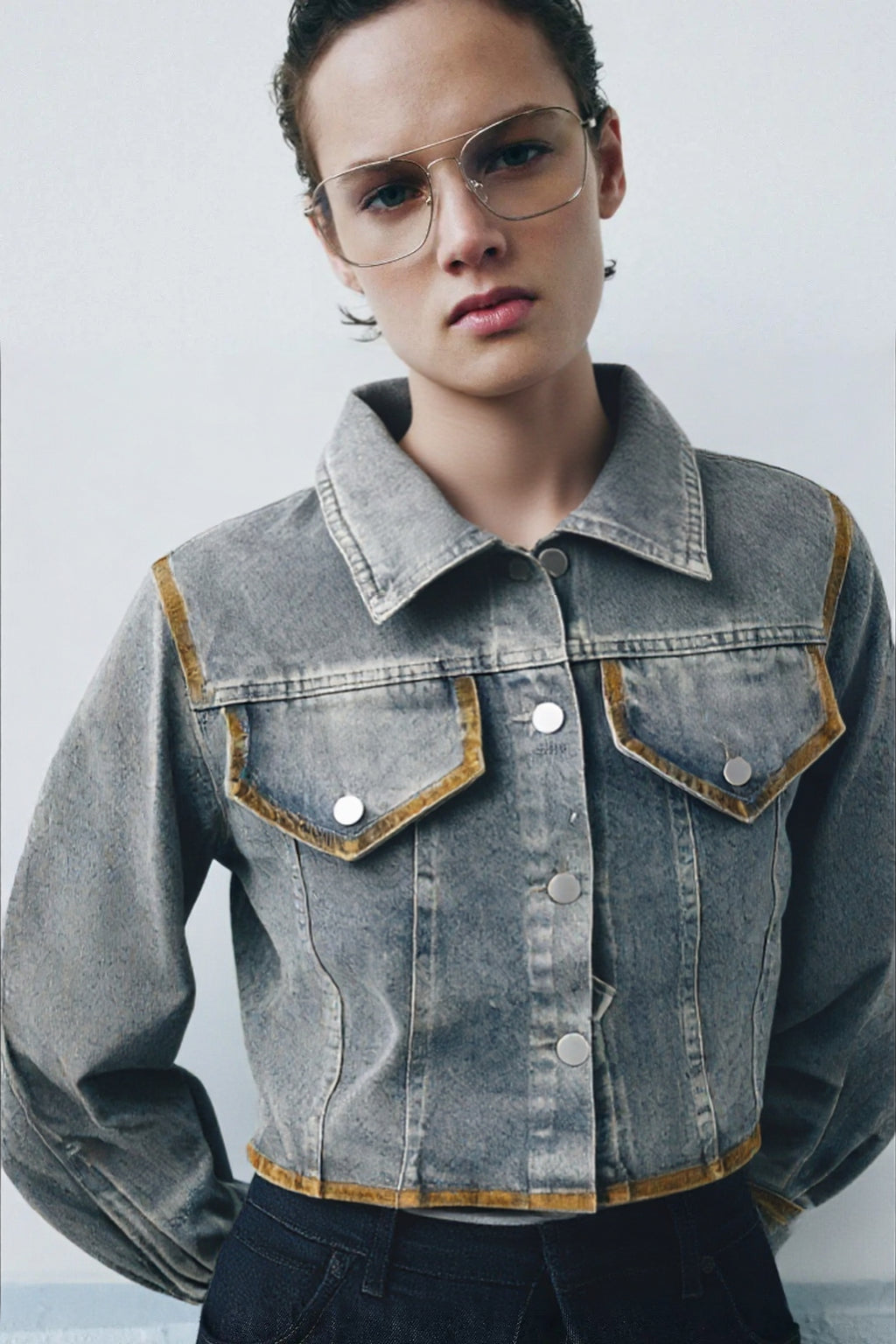 WOMEN DENIM CROP JACKET