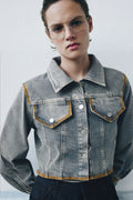 WOMEN DENIM CROP JACKET