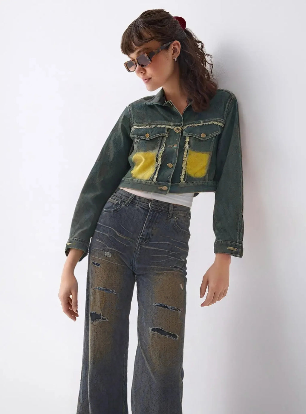WOMEN DENIM CROP JACKET