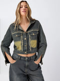 WOMEN DENIM CROP JACKET
