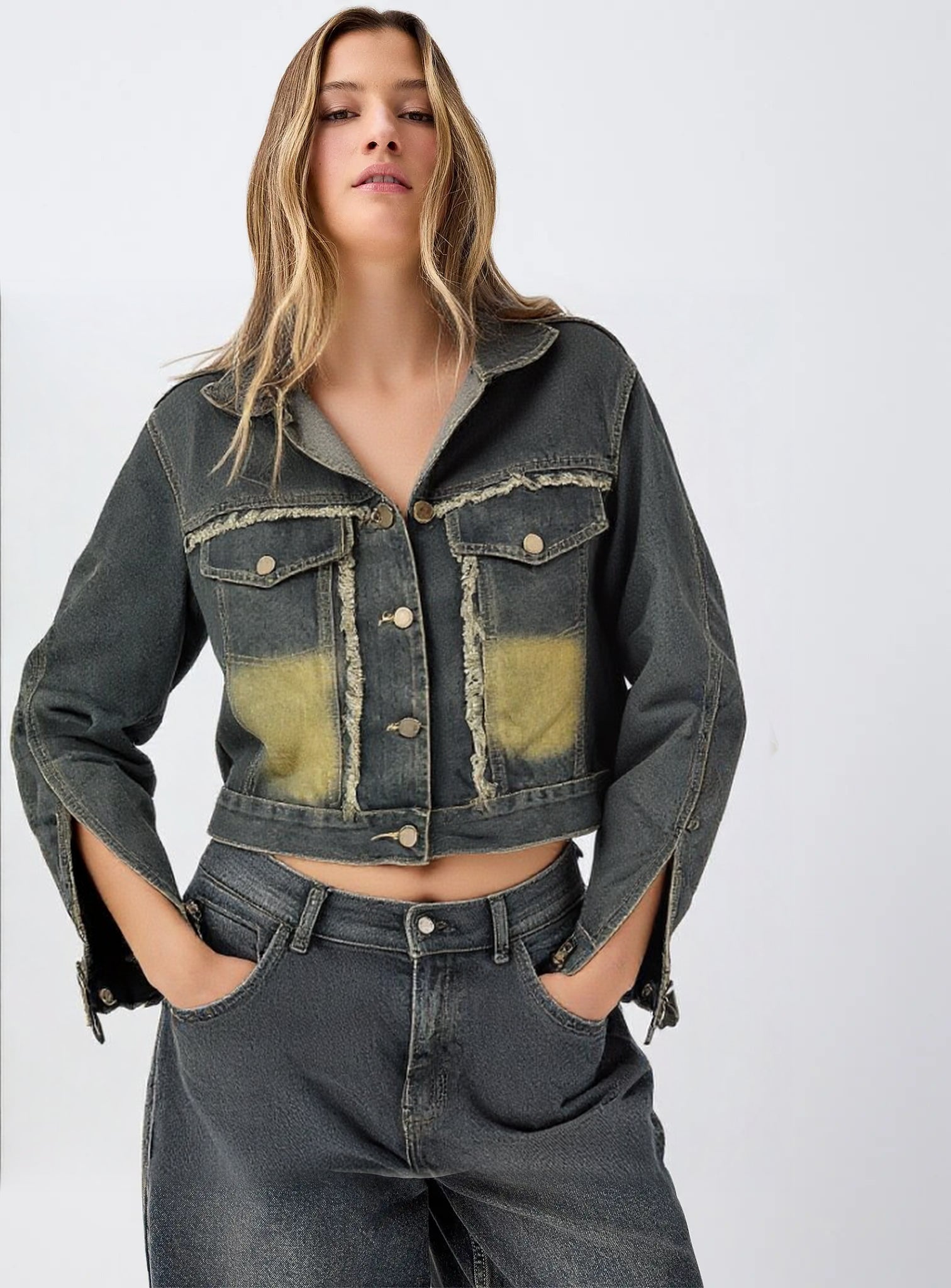 WOMEN DENIM CROP JACKET