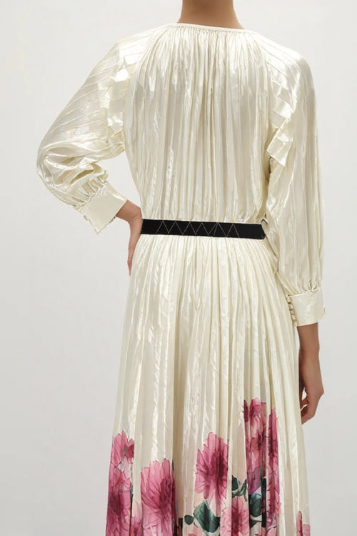 Floral Pleated Elegance Dress