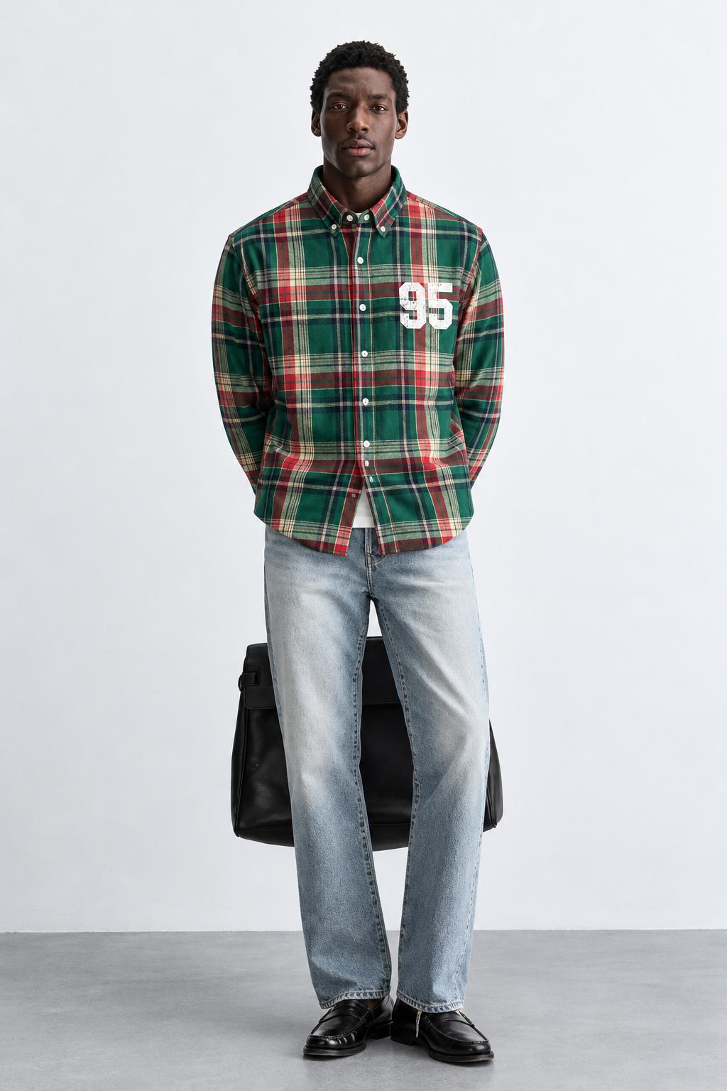 SYLOR 95 Emerald Vintage Plaid Statement Shirt